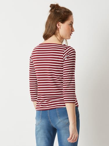 Image of Miss Chase Women's Round Neck Half Sleeves Cotton Lace and Pearl Detailing