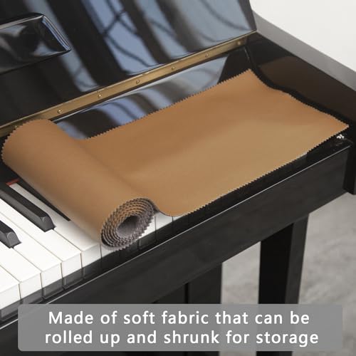Mooson Piano Keyboard Anti-Dust Cover High Technology Fabric Key Cover Cloth Fit For Upright Piano, Electric Piano & Grand piano (Dark blue) (Brown)