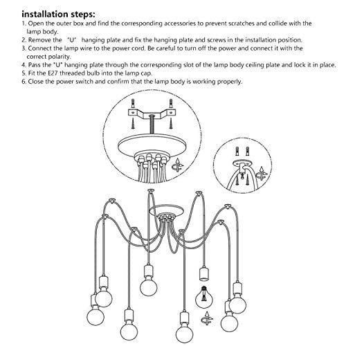 Lampe suspendue rétro en corde de chanvre 8 têtes modulables - 4