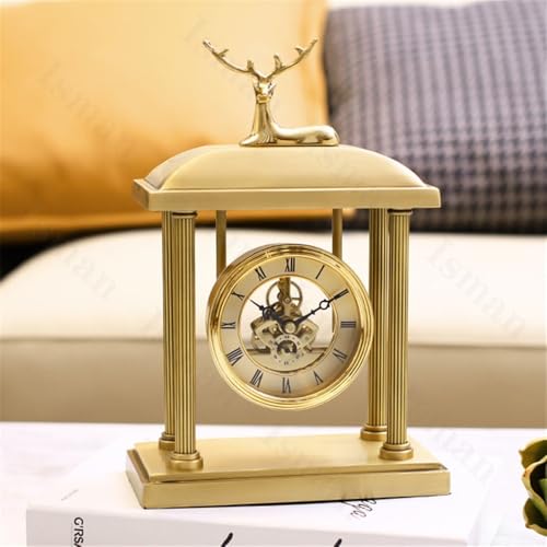 Reloj de mesa dorado en cobre mate con luz led para sala de estar 4