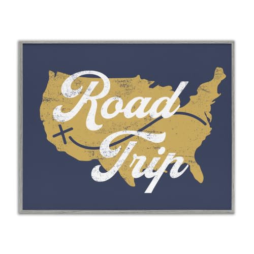 Vintage Road Trip Map Typography, 24 x 30 Inch Framed Giclée Print