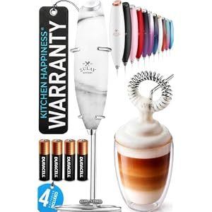 Zulay Kitchen Powerful Milk Frother Wand With Duracell Batteries – Ultra Fast Handheld Drink Mixer – Electric Whisk Foam Maker for Coffee, Lattes, Cappuccino & Matcha – Z1 Motor – Quartz