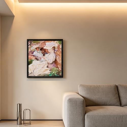 Image of Canvas Frames for 12 inchx12 inchPaintings with 0.6 inch~0.9 inch Deep Black | VAREIHNAZ Canvas Floater Frames for 12 inchx12 inchCanvas Paintings,Square Floating Frames for Wall Decor,No Glass or Back(Black)