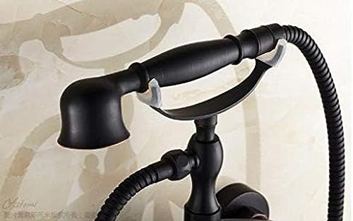 Robinet baignoire pivotant bronze avec douche à main mural - 3
