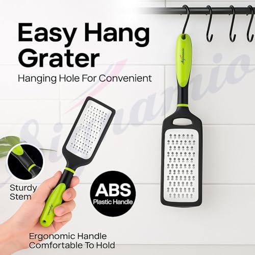 Image of SIGNAMIO Hand Kadukas Cheese Grater and Vegetable Shredder for Kitchen Stainless Steel Ginger Crusher, Carrot Grater, Garlic Slicer with Protective Cover (Green)