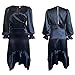 dagui Damen sexy Plus Size Kleid mit unregelmäßiger Tasche in einfarbig schwarz XXL