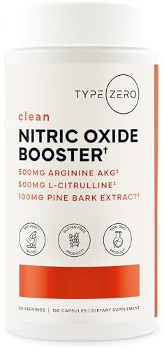 Image of Type Zero Nitric Oxide 6X Booster, 150 Veggie Capsules - Natural Supplement - Beetroot, Arginine AKG, Citrulline, Pine Bark, Garlic & VIT C | Nitrous Oxide
