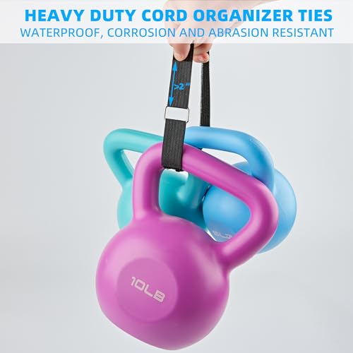 Image of 1 inch x 40ft Reusable Cable Straps Roll with 50 Metal Buckles Adjustable Cut-to-Length Nylon Cable Ties and Fastening Straps for Organizing and Storage Black