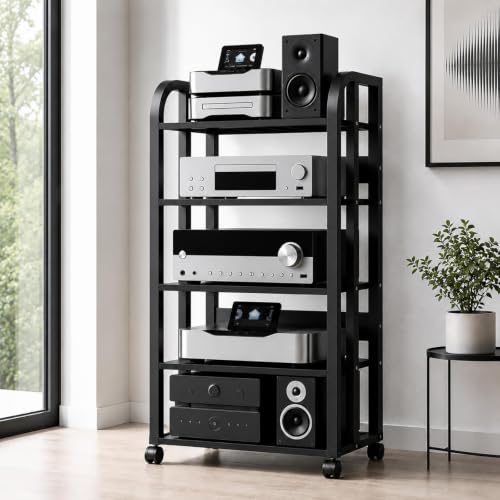 5-Tier Audio Rack with Wheels