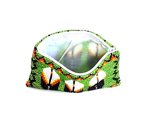 Mia Jewel Shop Native American Inspired Feather Czech Glass Seed Bead Coin Purse Pouch - Handmade Tribal Bags (Lime Green) #TOP1