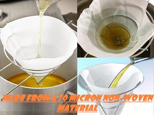 49-Pack-Deep-Fryer-Oil-Cone-Filters-and-Commercial-10-Deep-Fryer-Oil-Filters-Stand-for-cooking-oil-filters-Non-Woven-Premium-Cones-10-Stand-with-49-Filter-Cones