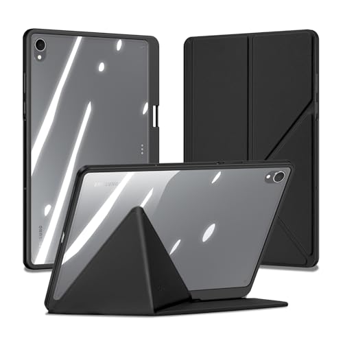 Image of INICIO Hybrid Smart Folio Case for Samsung Galaxy Tab S11 11inch 2025 SM-X730 /X736B, Detachable Front Cover, Trifold Multi Angle Stand, S Pen Holder, Auto Wake /Sleep, PU+PC+TPU, Black