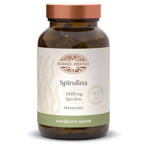 Premium Spirulina Tabletten, 100% natürliche Presslinge ohne Zusätze, Vegan (300 Stk) Vitamine, Minealien, Nährstoffe, Immunsystem + Abwehrkräfte, Vitamin B12, Mikro-Alge, Aminosäuren BÄRBEL DREXEL®