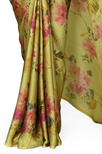 Image of MIRCHI FASHION Women Saree Chiffon Flower Print | Breathable Lightweight Sari for Office and Daily Use with Unstitched Blouse Piece (Available in 30 Styles)