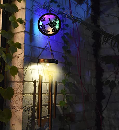 Hummingbird Solar Wind Chimes For Outside,Solar Wind Chimes Aluminum Tubes Memorial Wind Bell For Garden Patio Decor Best Gifts For Mom Wife Grandma(Multi-Color) #TOP1