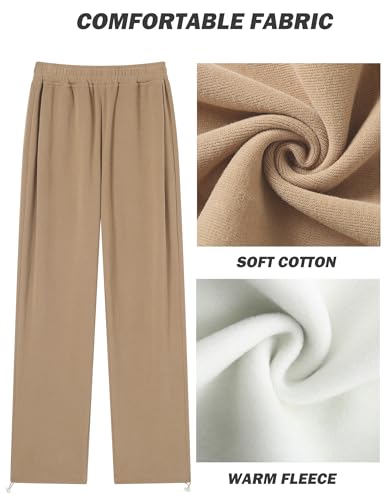 Kiench Teens Girls' Fleece Sweatpants Wide Leg High Waisted Baggy Joggers Pants2
