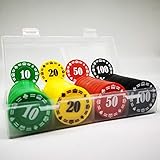 Youkoll 【100 Pieces】 Texas Holdem, Black Jack Casino Professional Mini Plastic Game Poker Chips Set Case with Denominations for Party