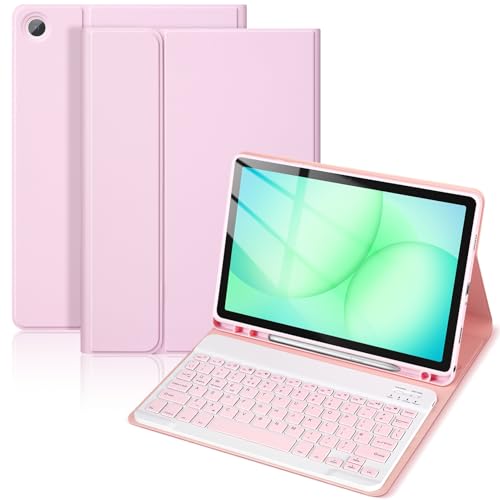 Teclado Bluetooth inalámbrico desmontable para Samsung A11+ Plus rosa