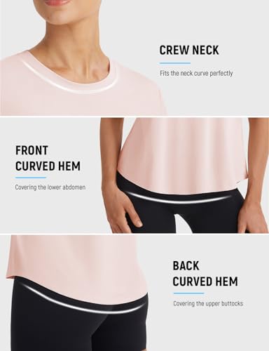 Image of baleaf Women Ice Cooling Running Shirts Quick Dry Short Sleeve Tops | Breathable, Lightweight, Moisture Wicking, Stretchy, Loose Fit, UPF 50+, for Workout, Gym, Athletic, Tennis, Yoga