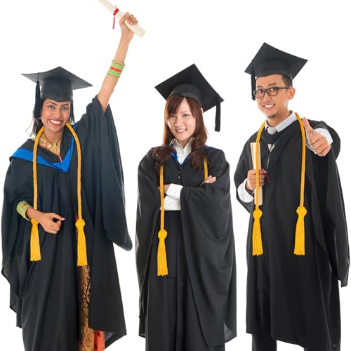 Image of TecUnite Graduation Cords Honor 2026 Polyester Yarn Decorative 67 inch Long Garland Twist Ties with Tassels for Bachelor Gown Graduation(Gold)