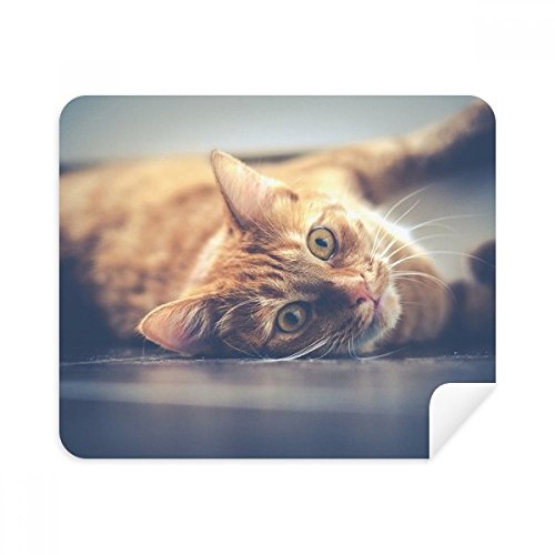Chiffon de nettoyage chat jaune en suède pour écrans et lunettes x2