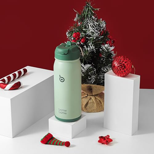 BOTTLE BOTTLE Stainless Steel Kids Water Bottle 16oz(470ml) Insulated Sports Water Bottle with Straw and Pills Holder for Gifts and School(Green) - Image 2