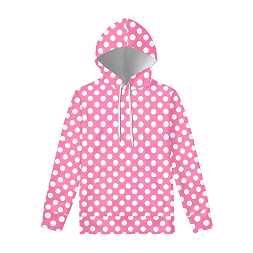 Sweat à capuche décontracté d'hiver manches longues homme rose Dot Pink L