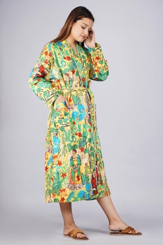 Image of Cotton Women Stylish Printed Kimono, Bath Robe,Night Wear Suit,Swim Wear, Night Dress, Beach Wear