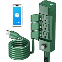 HBN Outdoor Smart Plug Waterproof WiFi Outdoor Outlet Timer with 6 Grounded Outlets, Remote & Voice Control Heavy Duty Yard Stake Plug Compatible with Alexa and Google Assistant No Hub Required