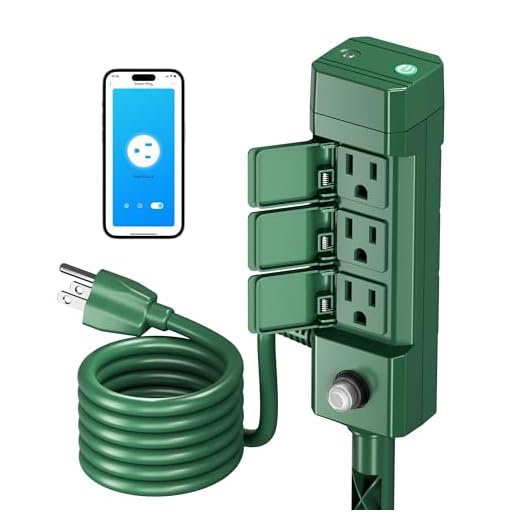 HBN Outdoor Smart Plug Waterproof WiFi Outdoor Outlet Timer with 6 Grounded Outlets, Remote & Voice Control Heavy Duty Yard Stake Plug Compatible with Alexa and Google Assistant No Hub Required