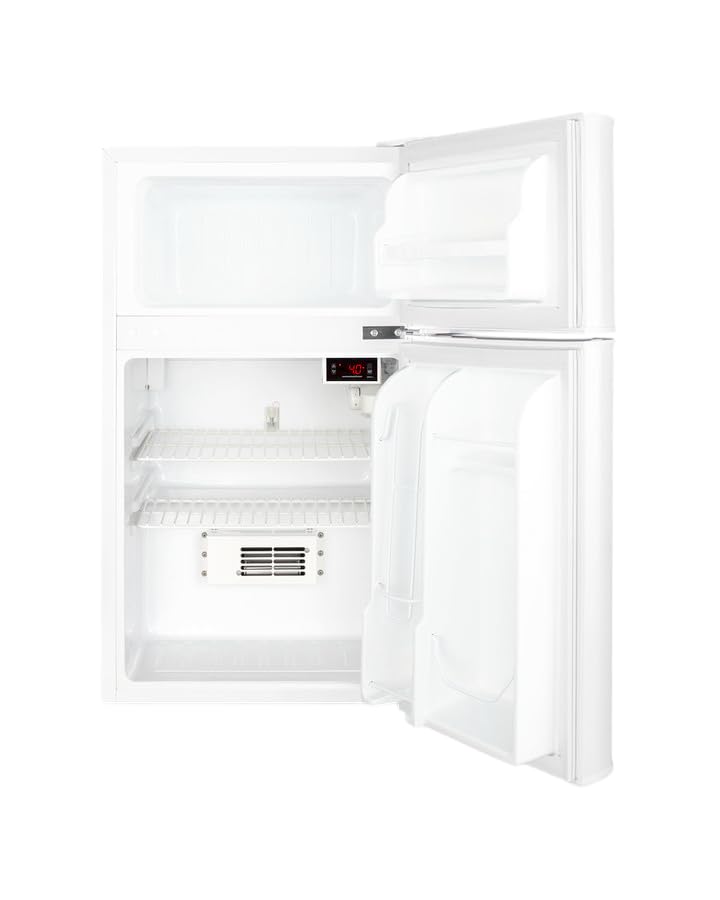 ACCUCOLD 19" Refrigerator - Freezer, Undercounter Fridge, 3.2 cu.ft. Capacity, External Temperature Readout, White - AGP34RFLHD (Left Handed Door Swing)