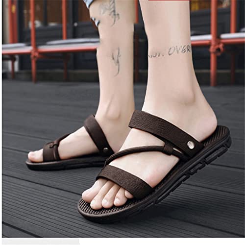 Men Sandals Roman Outdoor Beach Casual Shoes Comfortable Sandals Slip-On Male Sandals(White-Patch Five-Pointed star4,42)2