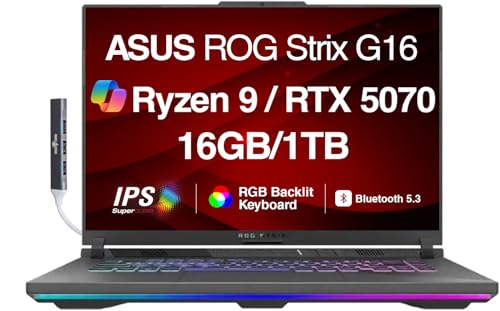 ASUS ROG Strix G16 G614 AI �Q�[�~���O�m�[�g�p�\�R�� 16�C���` 165Hz IPS WUXGA �f�B�X�v���C (AMD Ryzen 9 8940HX, GeForce RTX 5070 Ti 12GB, 16GB DDR5, 1