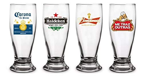 Conjunto 4 Copos Munich - Sátiras Cervejas Internacionais