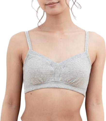 bodyhints 100 Percent Cotton Bras for Women, Wireless, Adjustable Straps, Removable Pads, Machine Washable.