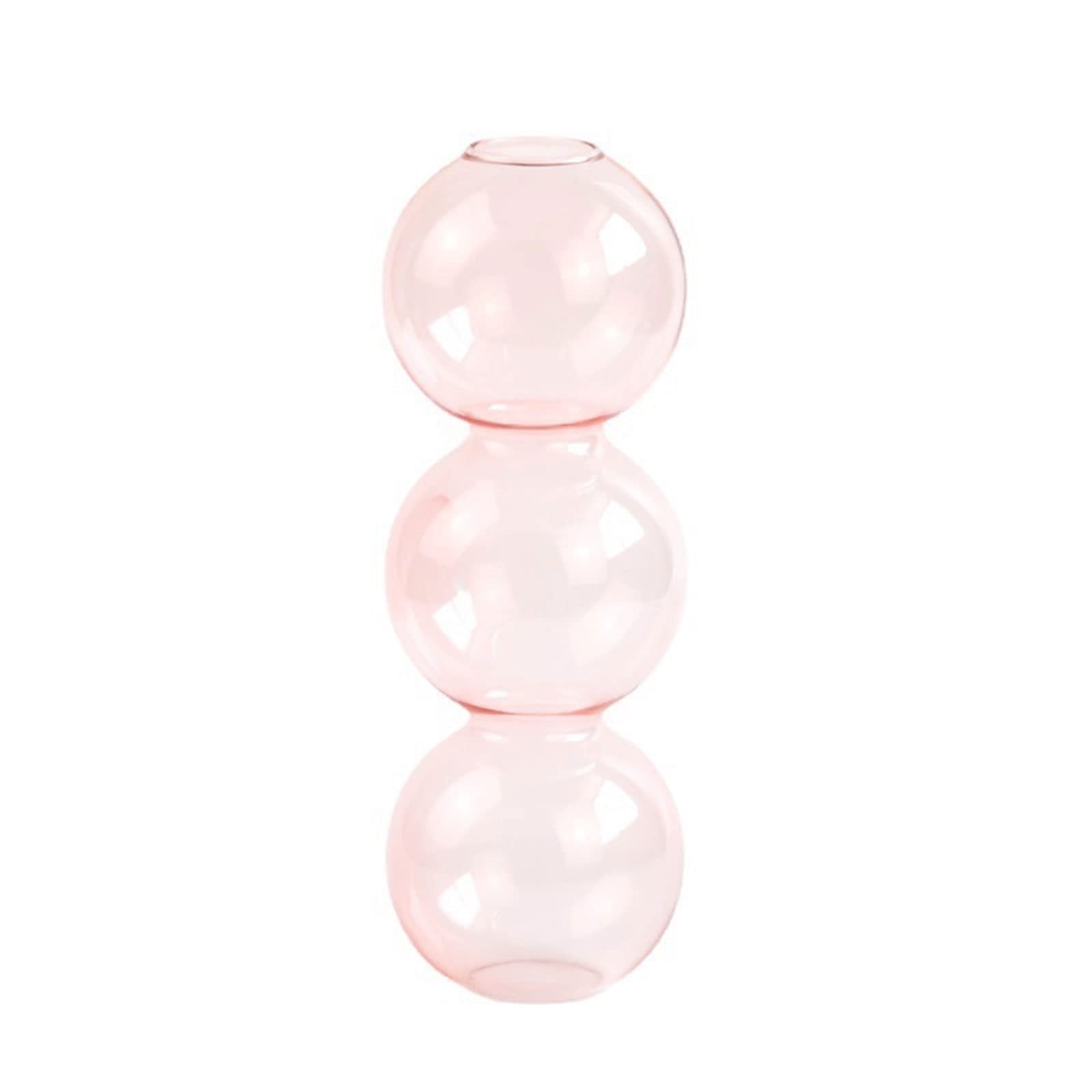 Jingyan Pink Vases Arrangement Spherical Art Flower Ornaments Vases Nordic Creative Glass Bubble Vase Decoration Home(Pink)