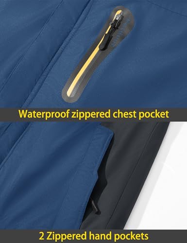 Image of TACVASEN Men's Winter Ski Jacket Waterproof Snow Coats Snowboard Fleece Lining Jacket Warm Parka with Hooded,Standard Length