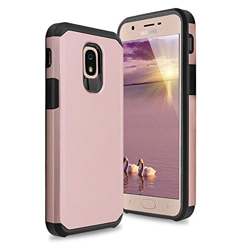 TJS Galaxy J3 2018/J3 V 2018/J337/Express Prime 3/J3 Star/J3 Orbit/J3 Achieve/J3 Prime 2/Amp Prime 3/Sol 3 Case, Hybrid Shockproof Case Cover (Rose Gold)