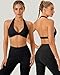 LWISMIL Black Fashion Sports Bras for Women Halter Neck Open Back Gym Bra Low Impact Seamless Yoga Bra with Removable Padded Fitness Bra