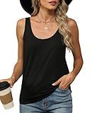 KevaMolly Basic Black Tank Top Woman UPF 50+ Casual Soft Scoop Neck Sleeveless Classic Fit Tops 2026 Outfits Clothes S