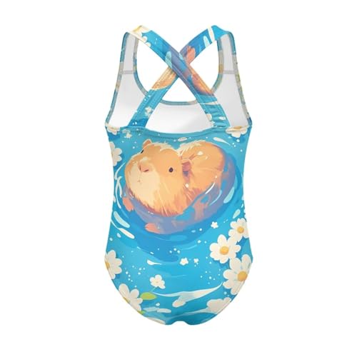 Image of Kid One Piece Swimsuit with Cross Back Girls Summer Sleeveles Swimwear for 5-14 Years