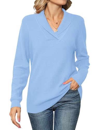 Ivicoer Collared Sweaters for Women V-Neck Casual Knitted Work Office