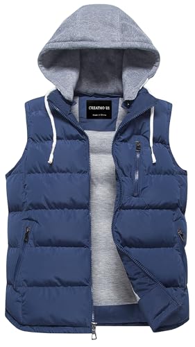 CREATMO US Men Quilted Winter Padded Sleeveless Jackets Gilet For Casual Work Travel Outdoor Golf Navy XL