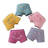 Elfeves Girls' Cotton Low-Rise Brief 5-Pack Underwear Soft Boy Shorts Kids Boxer Briefs Panties 9-10 Years,Smile