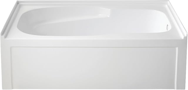 Aqua Eden VTAM6031R21A 60-Inch Anti-Skid Acrylic 3-Wall Alcove Tub with Right Hand Drain Hole, White