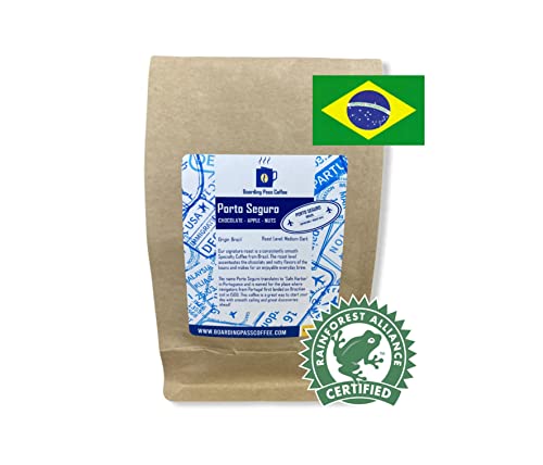 Brazilian Specialty Coffee high grade gourmet Single Origin, Single Estate, Fresh Roasted, Ground Breakfast blend smooth strong bold (Porto Seguro - Medium-Dark Roast, 12 oz)
