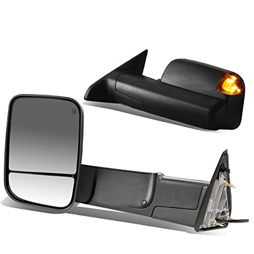 Image of DNA MOTORING TWM-013-T888-BK-AM Pair of Towing Side Mirrors (Driver & Passenger Sides),Black Housing /Amber Corner