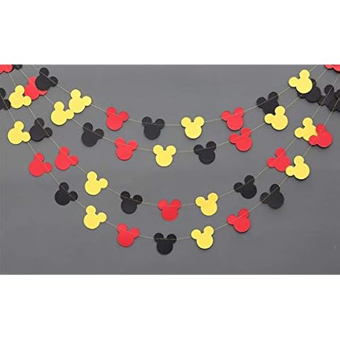 Boston Creative Company Mickey Mouse Birthday Party Supplies, Mickey Head Garland Party Favors,Gender Reveal Garland Décor Cover