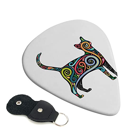 ギターピック 6枚セット 0.46mm 0.71mm 0.96mm エレキギター ベース用ピック ウクレレ ギター ABS素材 エレクトリック アコースティック 弦楽器 初心者 トライアングル ピック( 猫 マルチ )