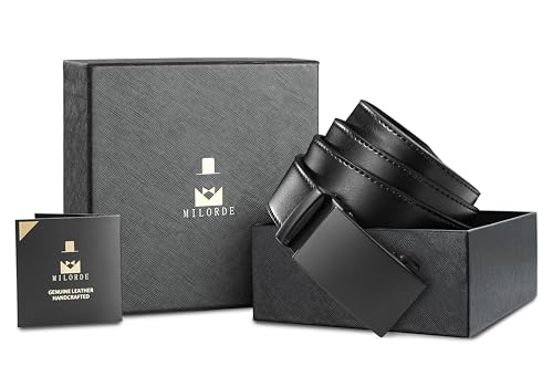Image of MILORDE Men's Leather Ratchet Belt - 35mm - Customizable Fit